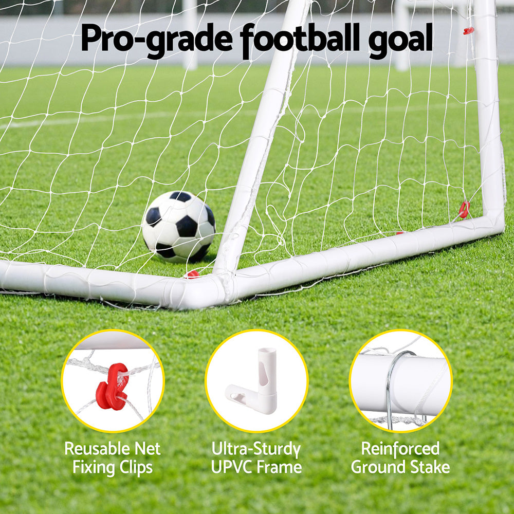 Everfit 8FT Soccer Football Goal Net UPVC Frame with PE Mesh Weatherproof Portable Goals for Backyard Training Competitive Play