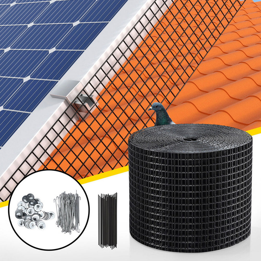 Gardeon 20cm x 30M Solar Panel Bird Guard Mesh Critter Guard Roll Kit with Rust-Proof PVC Coating