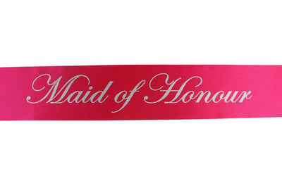Sashes Hens Sash Party Hot Pink/Silver - Maid Of Honour