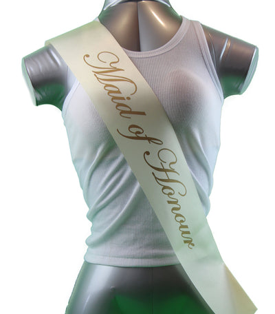 Sashes Hens Sash Party Ivory/Gold - Maid Of Honour