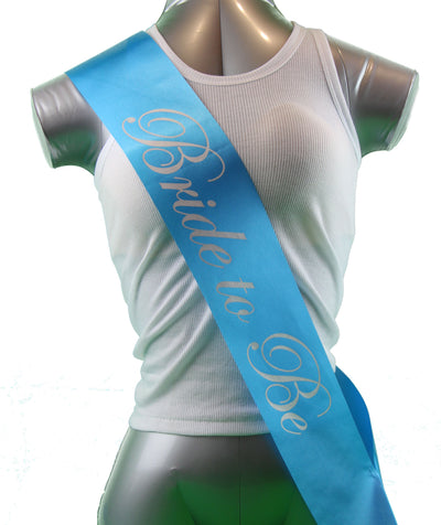 Sashes Hens Sash Party Light Blue/Silver - Bride To Be