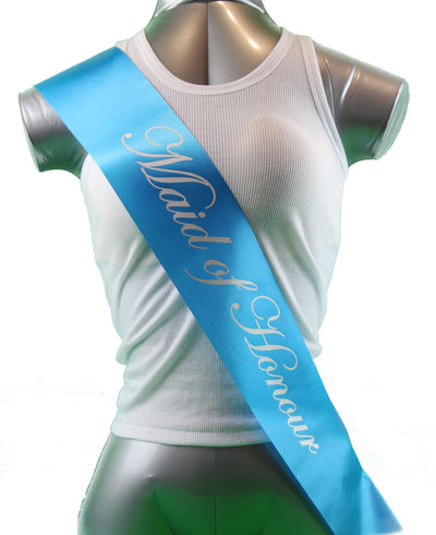 Sashes Hens Sash Party Light Blue/Silver - Maid Of Honour