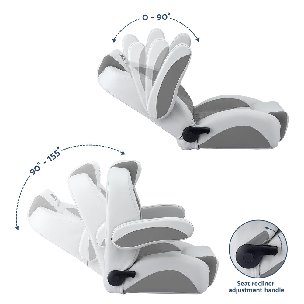 Seamanship Reclining Captain Boat Seat 90°-155° Recline, 19cm Thick Cushion