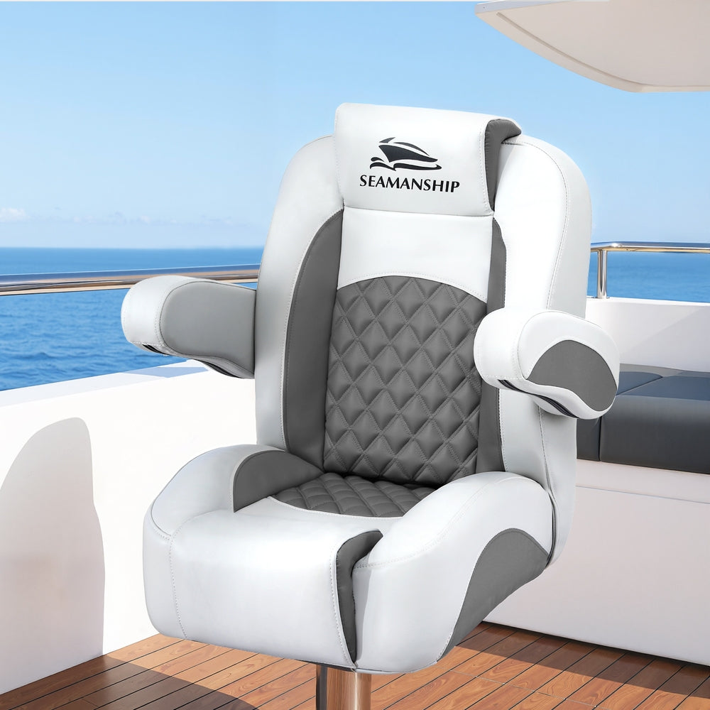 Seamanship Reclining Captain Boat Seat 90°-155° Recline, 19cm Thick Cushion