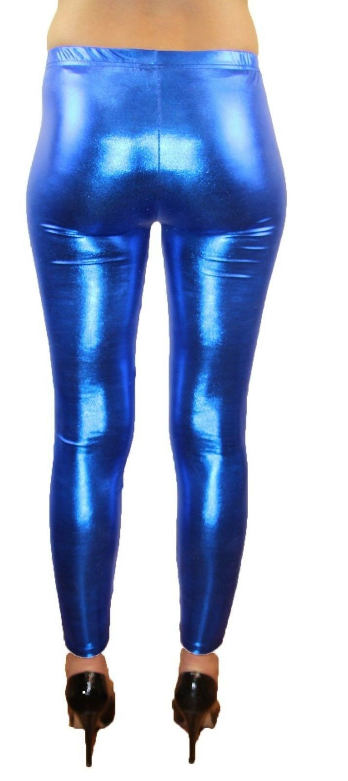 Shiny Metallic Leggings Womens Pants Ladies Gold Silver Black Blue