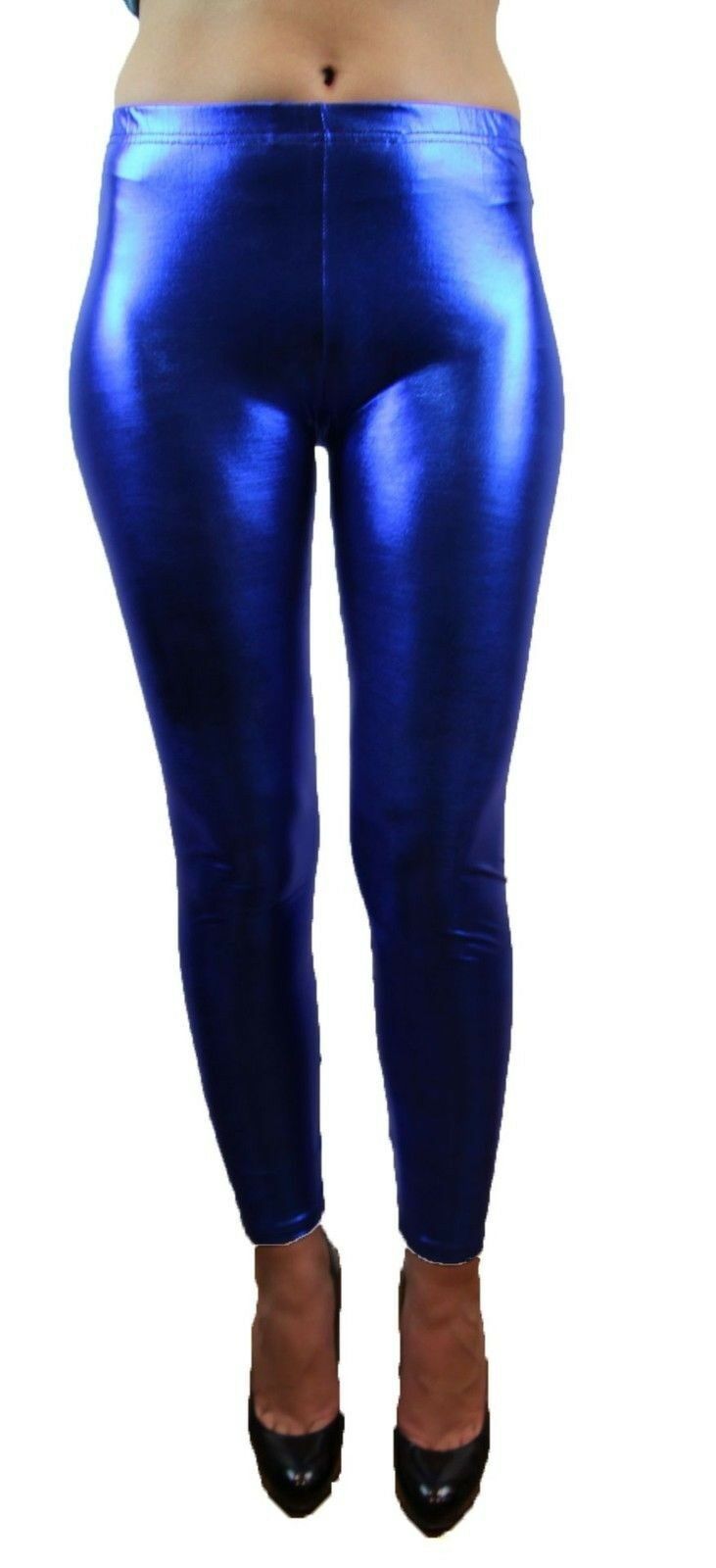 Shiny Metallic Leggings Womens Pants Ladies Gold Silver Black Blue