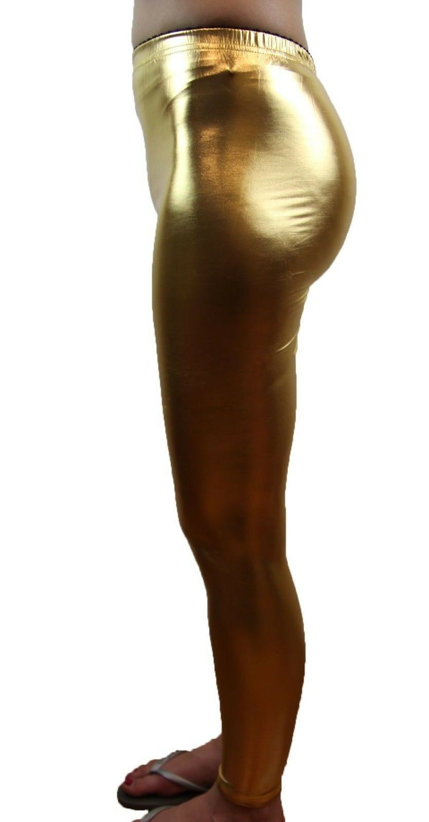 Shiny Metallic Leggings Womens Pants Ladies Gold Silver Black Blue