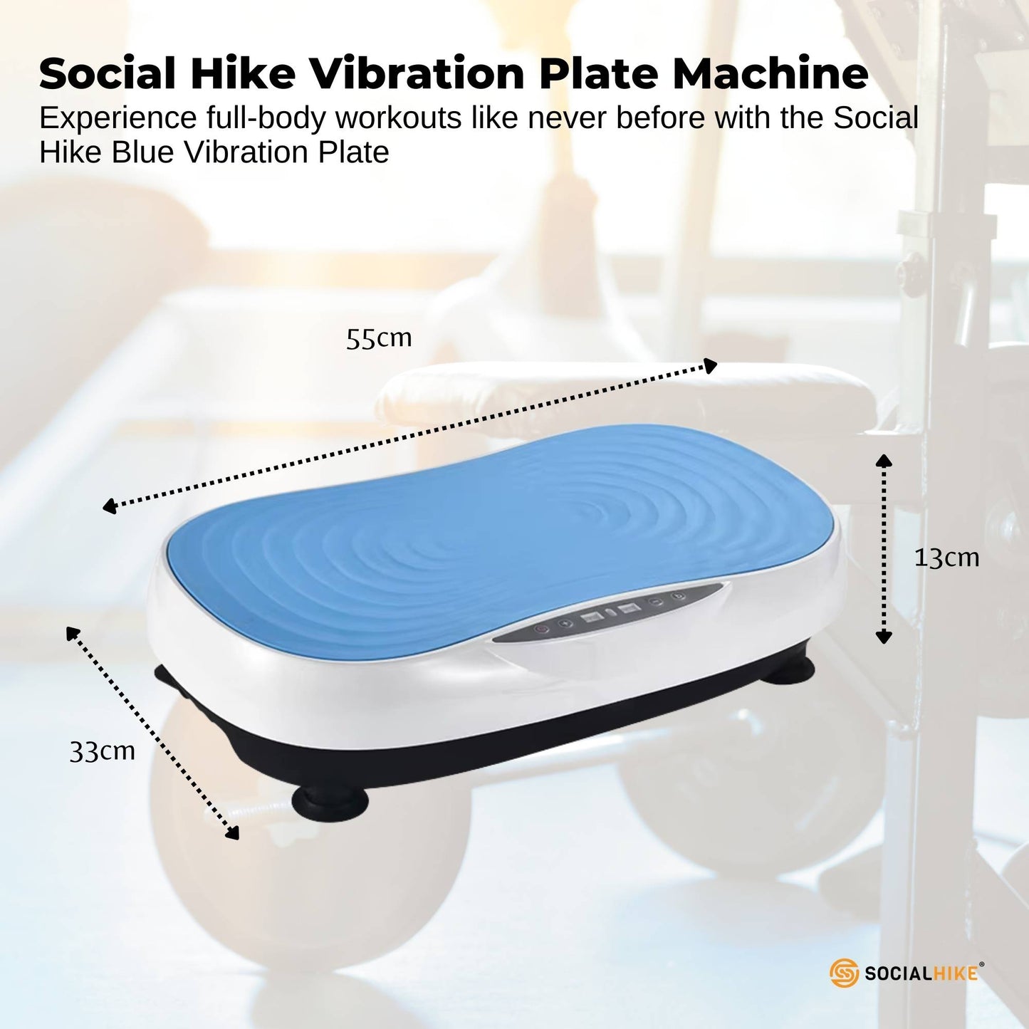Social Hike 55cm Vibration Plate Machine Full Body Exercise Platform 200W Blue