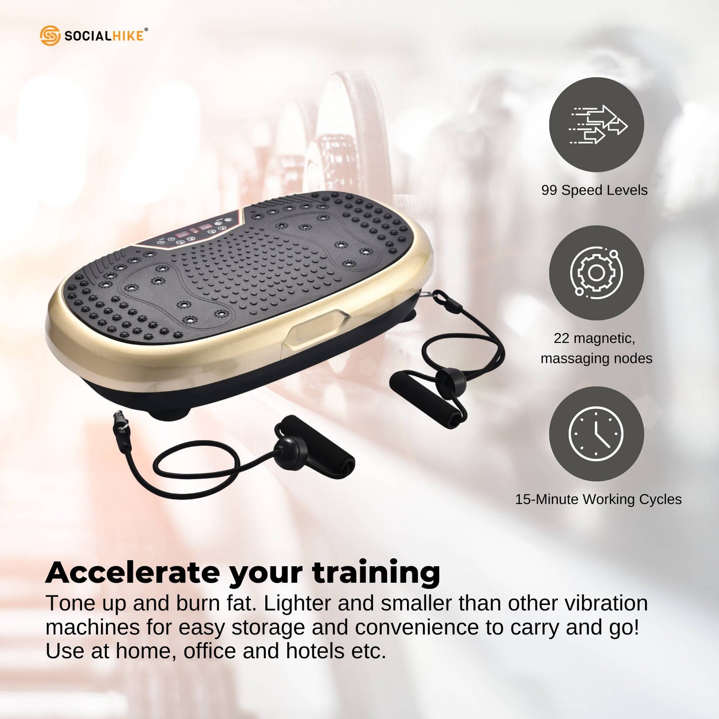 Social Hike 60cm Vibration Plate Machine Full Body Exercise Platform Gold