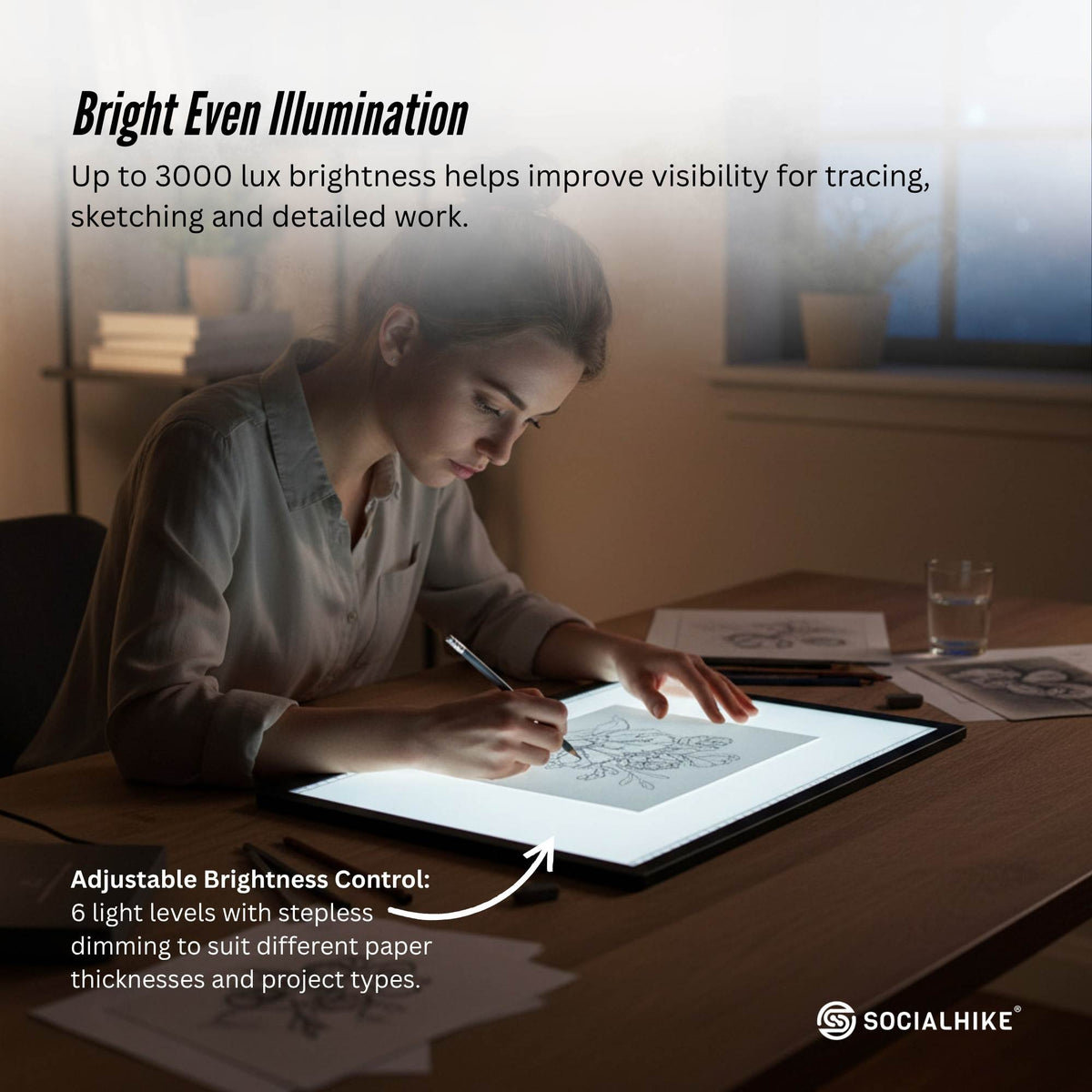 Social Hike A3 LED Light Pad Tracing Board Rechargeable USB-C 3000mAh Light Box