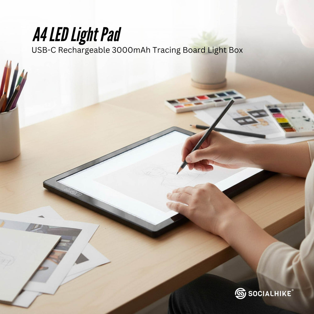 Social Hike A4 Rechargeable LED Tracing Light Box Art Light Pad USB-C
