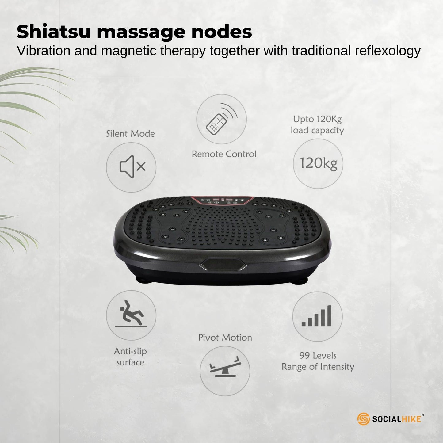 Social Hike Black Mini Vibration Plate - Vibrating Exercise Machine Platform