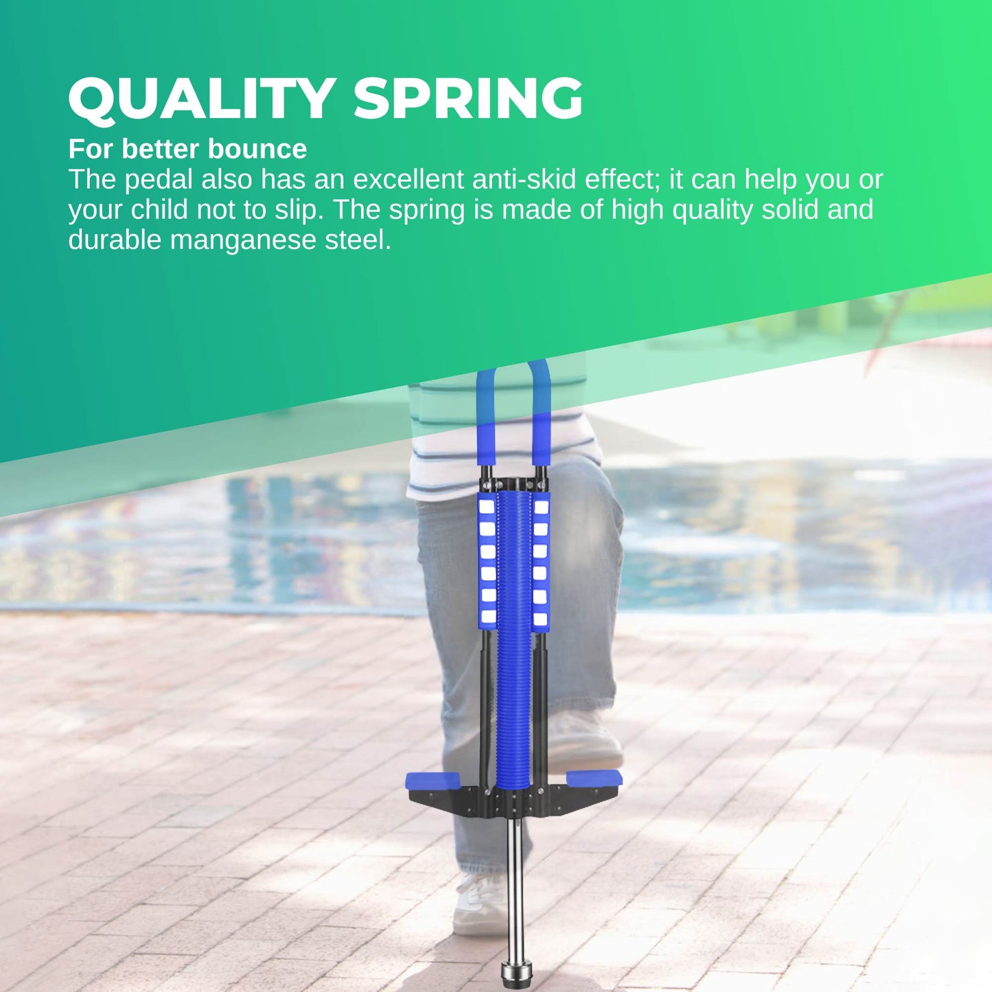 Social Hike Blue Pogo Stick - Kids Jumping Jackhammer Exercise Hopper Toy
