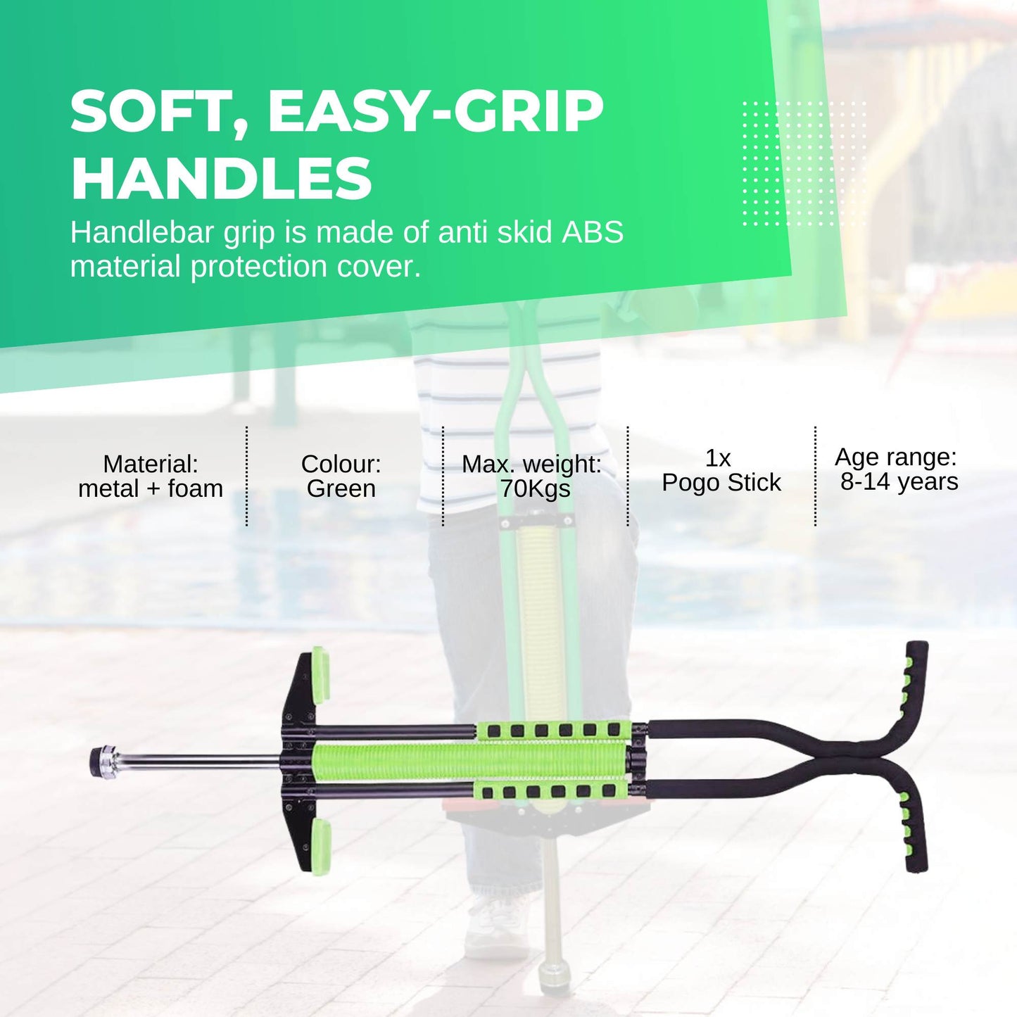 Social Hike Green Pogo Stick - Kids Jumping Jackhammer Exercise Hopper Toy