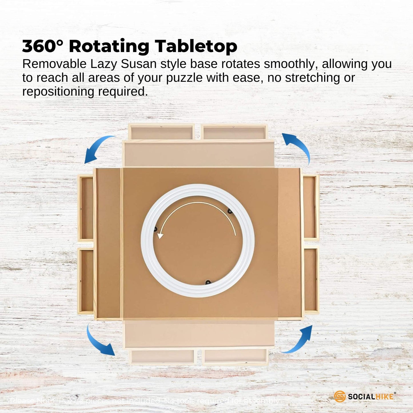 Social Hike Puzzle Board 1000 pcs - Rotating Tabletop with 4 Drawers and Cover