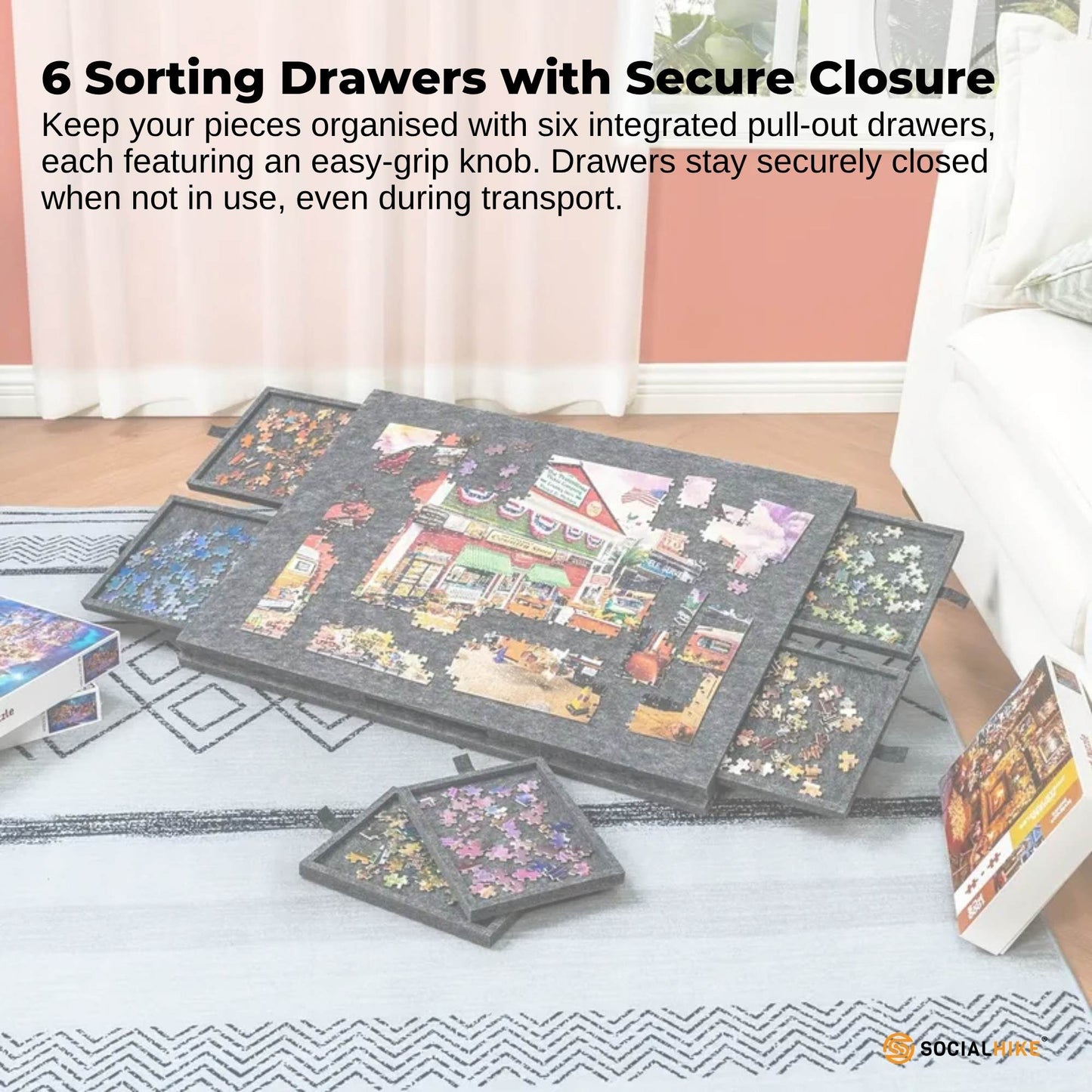 Social Hike Puzzle Felt Board - Folding Portable Stand Cover and Drawers