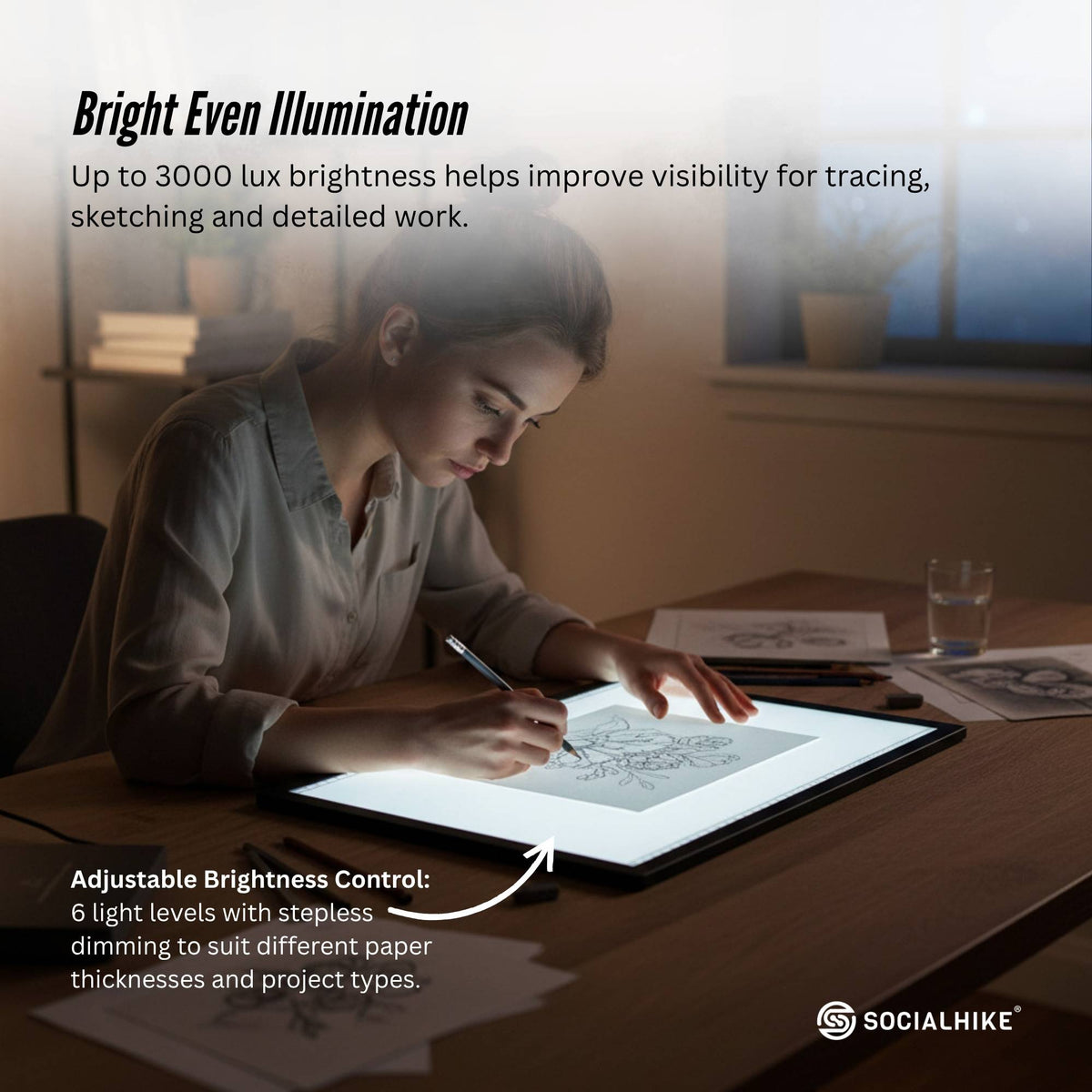 Social Hike Rechargeable LED Tracing Light Box A3 A4 Art Light Pad USB-C