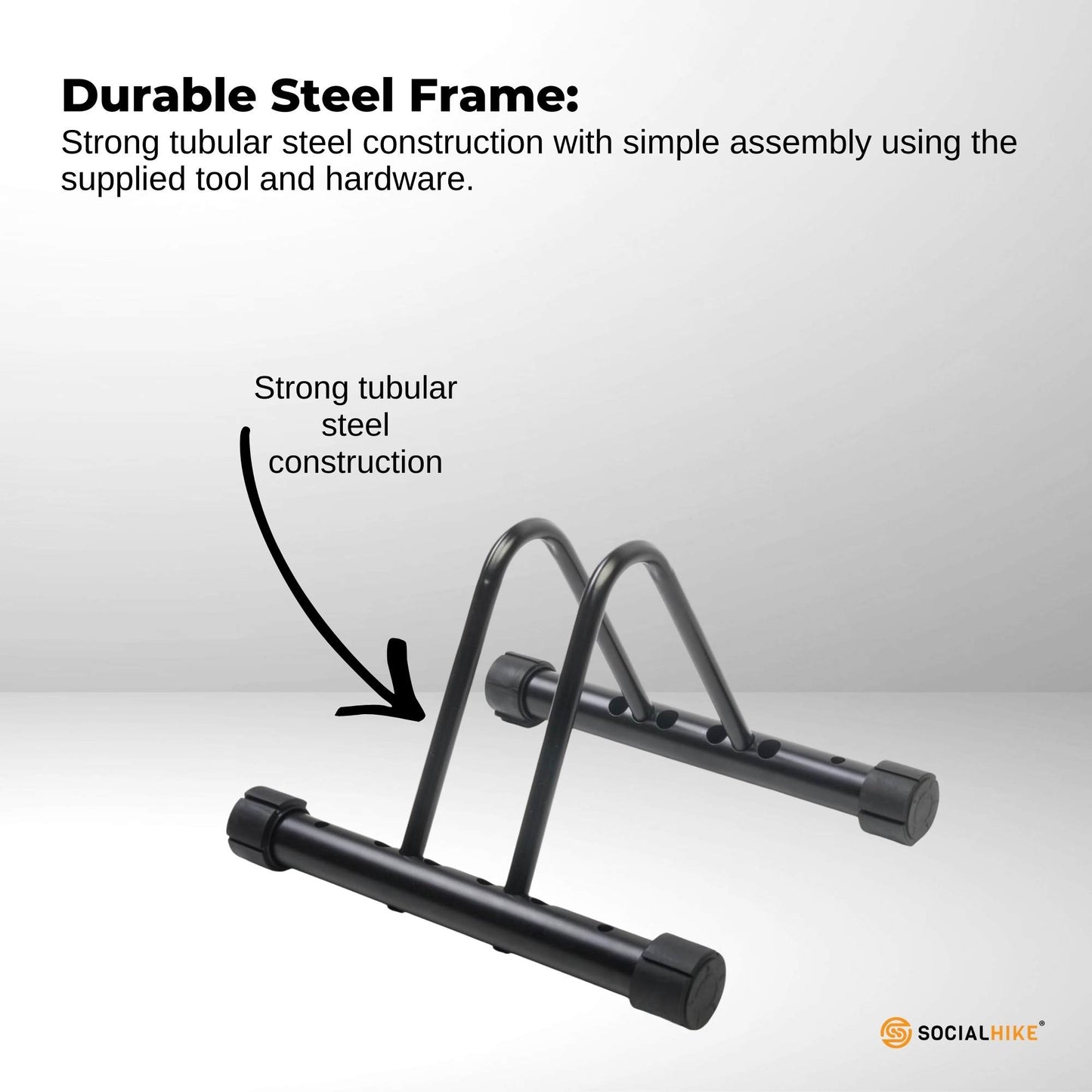 Social Hike Single Bike Rack Stand - Floor or Wall Adjustable Width Bicycle Holder