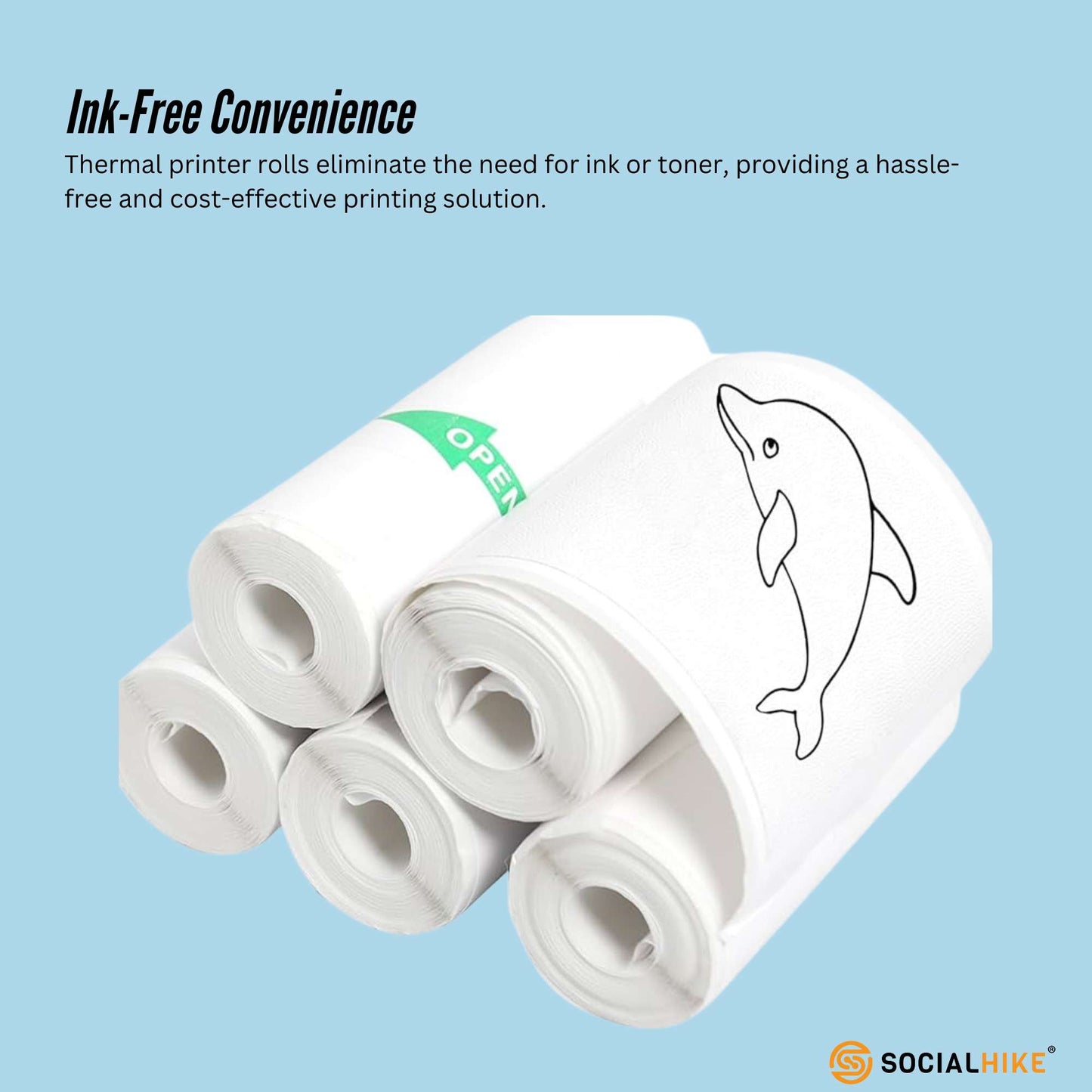 Social Hike 400x Thermal Paper Camera Rolls Sticker - Instant Print Refill Bulk