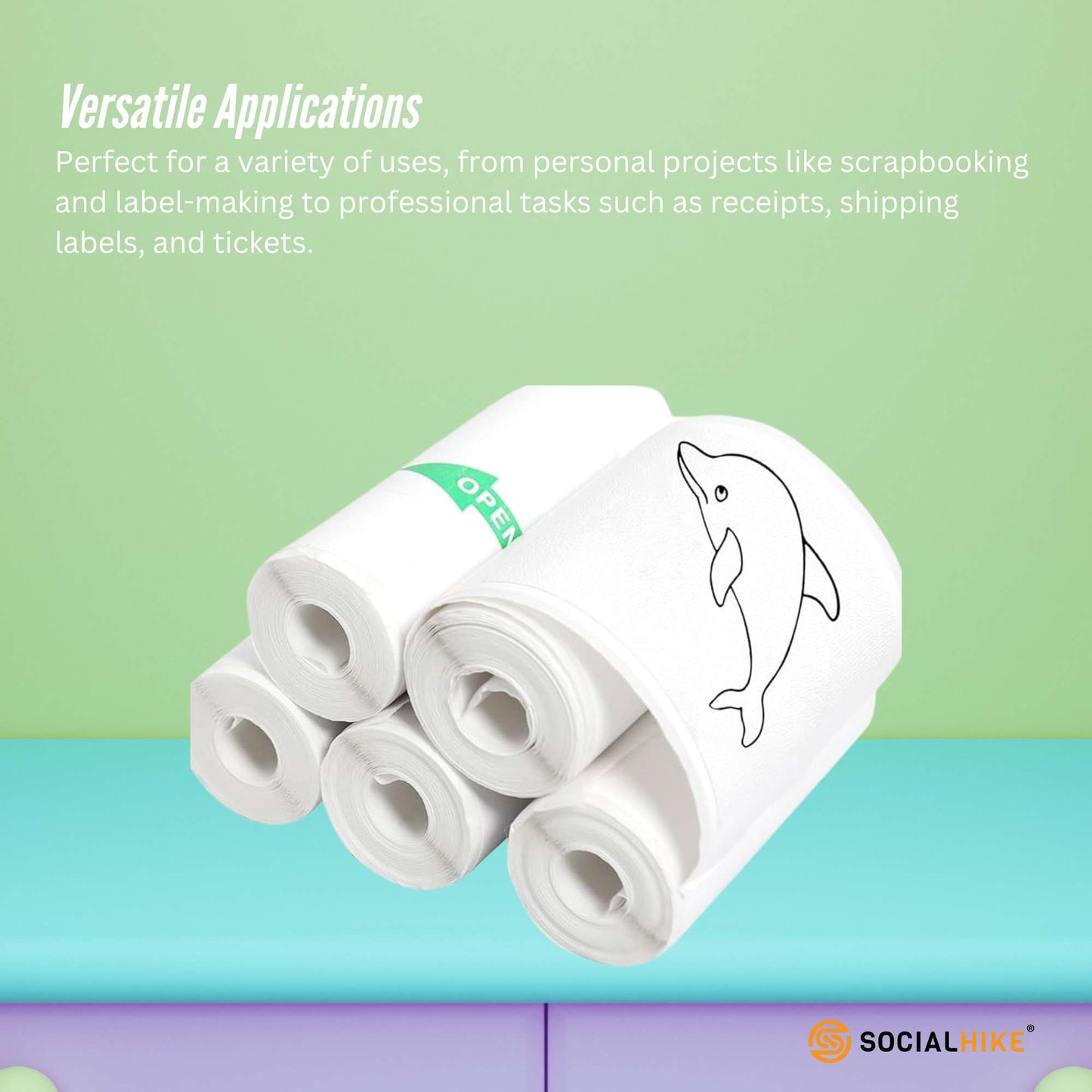 Social Hike 400x Thermal Paper Camera Rolls Sticker - Instant Print Refill Bulk