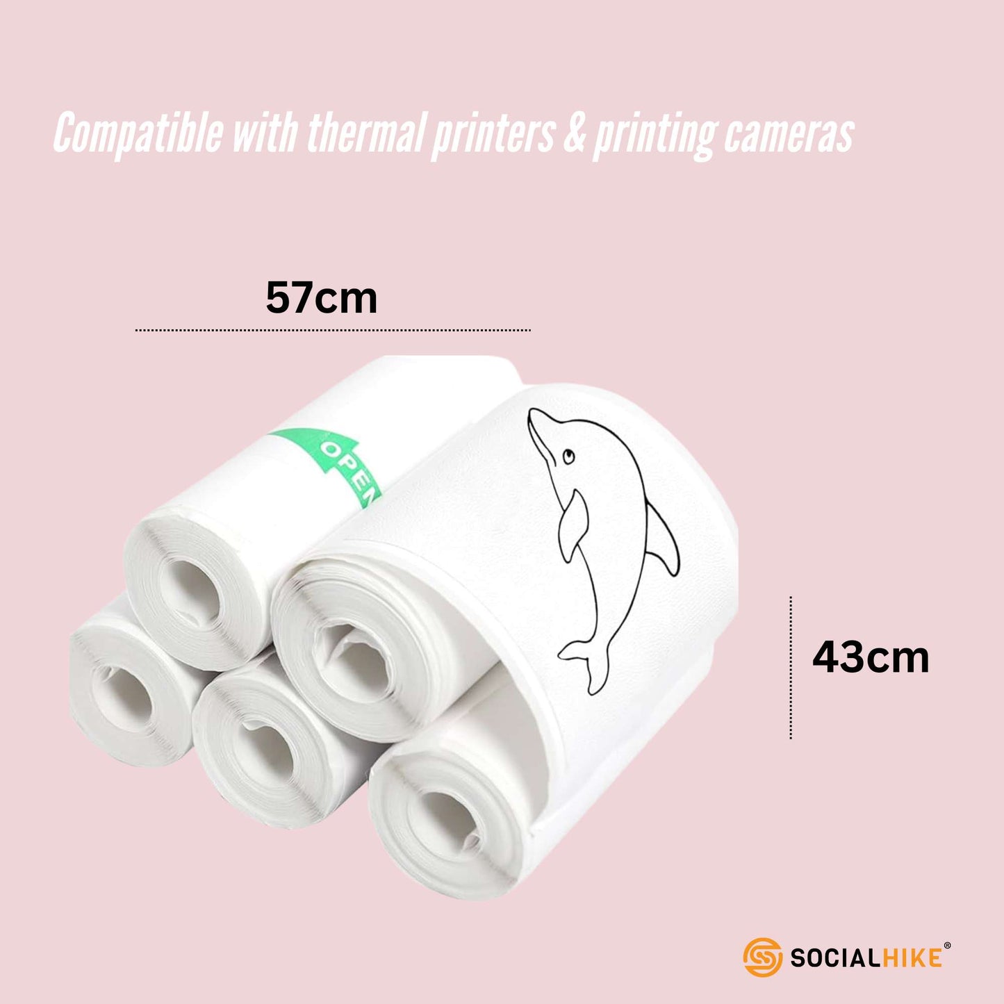 Social Hike 400x Thermal Paper Camera Rolls Sticker - Instant Print Refill Bulk