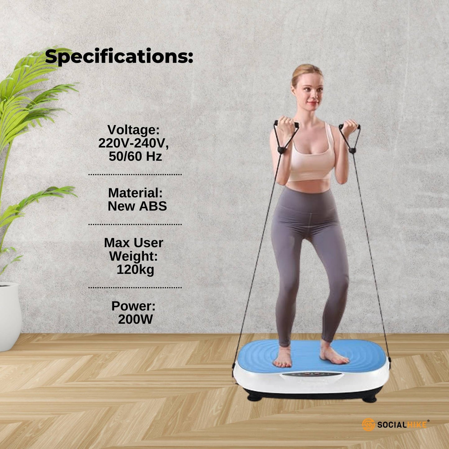 Social Hike Vibration Plate Machine Full Body Vibrating Exercise Platform Blue