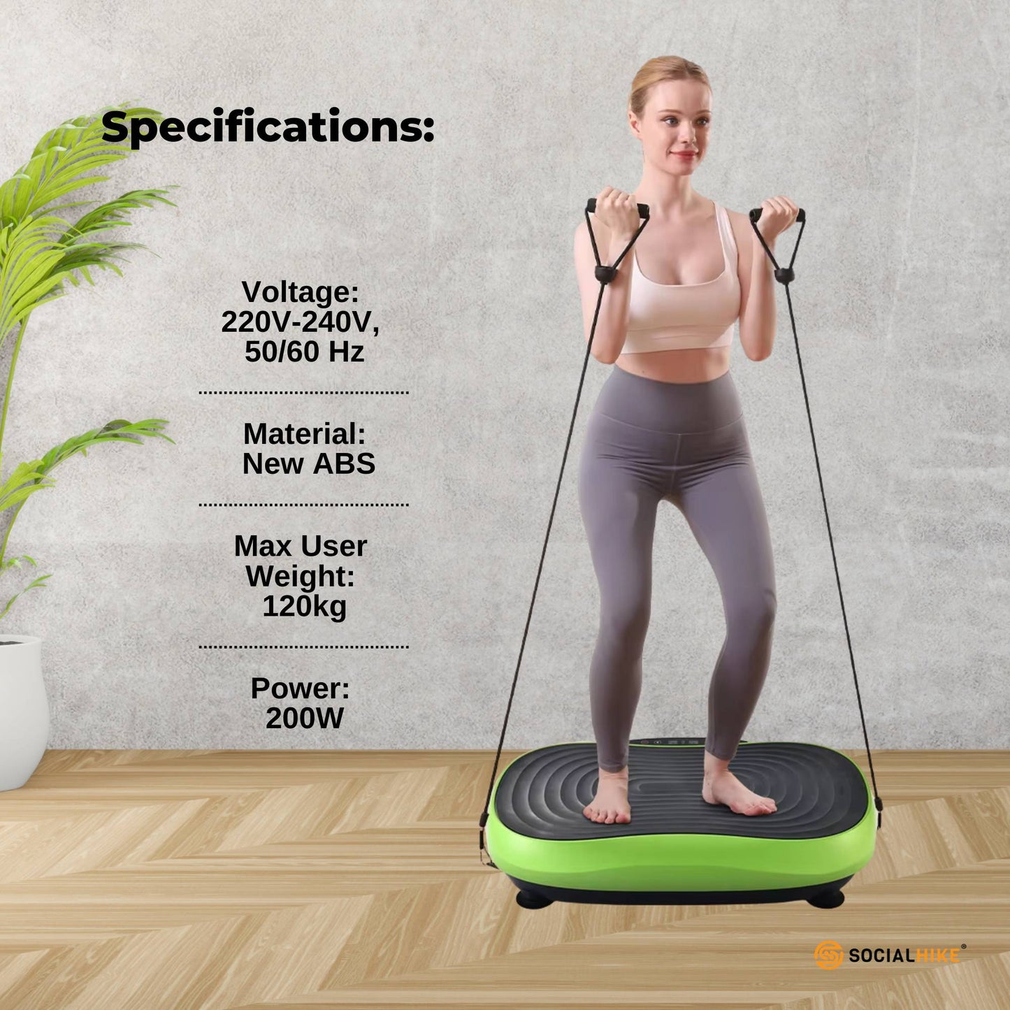 Social Hike Vibration Plate Machine Full Body Vibrating Exercise Platform Green