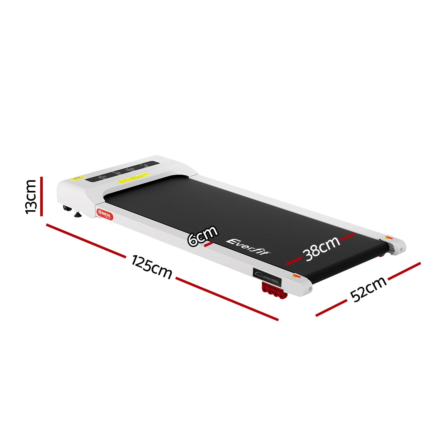 Everfit Treadmill Electric Walking Pad Incline Under Desk Home Gym 380mm White