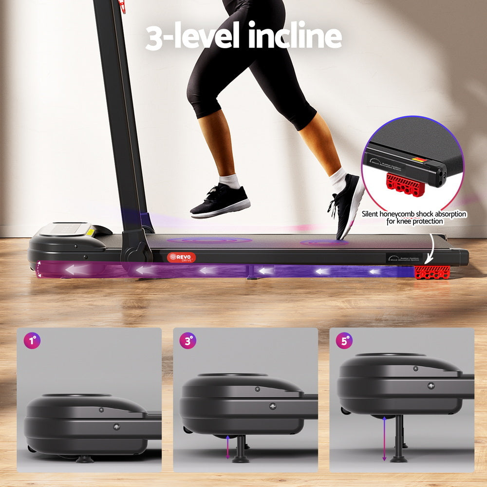 Everfit Treadmill Electric Walking Pad with Incline Foldable for Home Gym Black