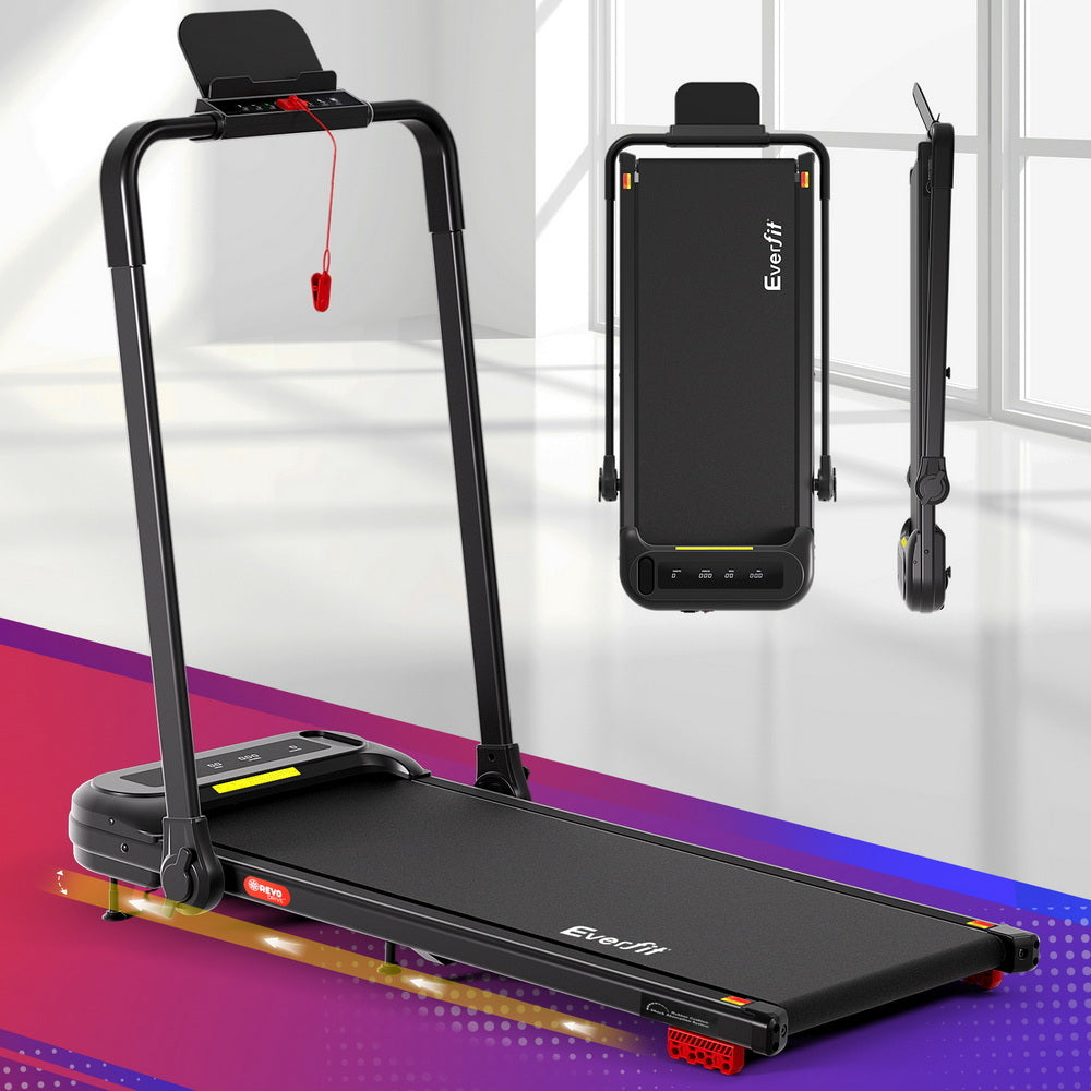 Everfit Treadmill Electric Walking Pad with Incline Foldable for Home Gym Black