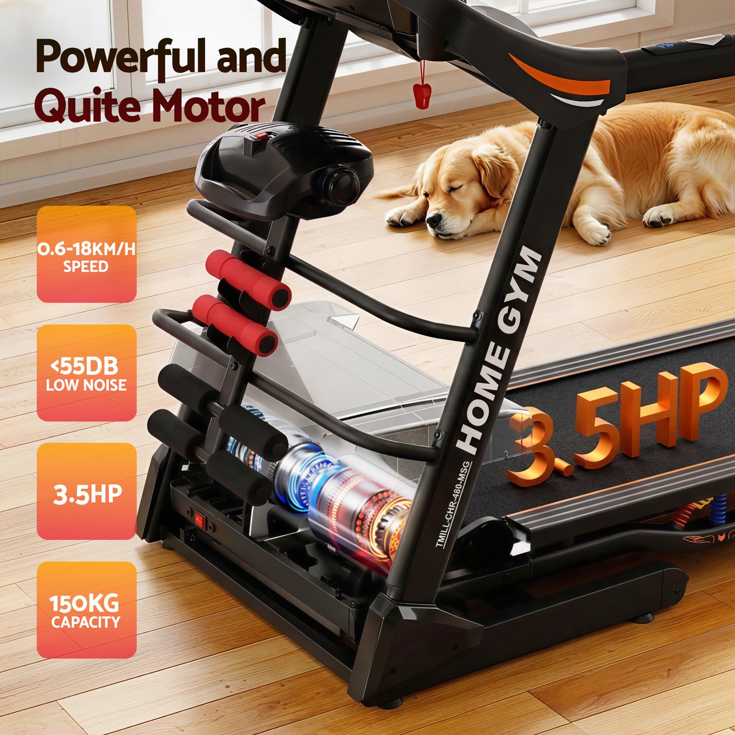 Everfit Treadmill Electric Home Gym Fitness Exercise Machine w/ Massager 480mm