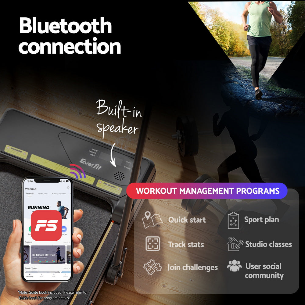 Everfit Treadmill Electric Walking Pad Auto Incline Foldable for Home Gym Black