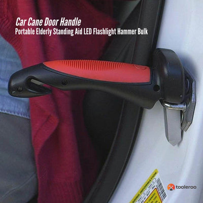 Tooleroo Car Cane Door Handle - Portable Elderly Stand Aid LED Light Hammer Bulk