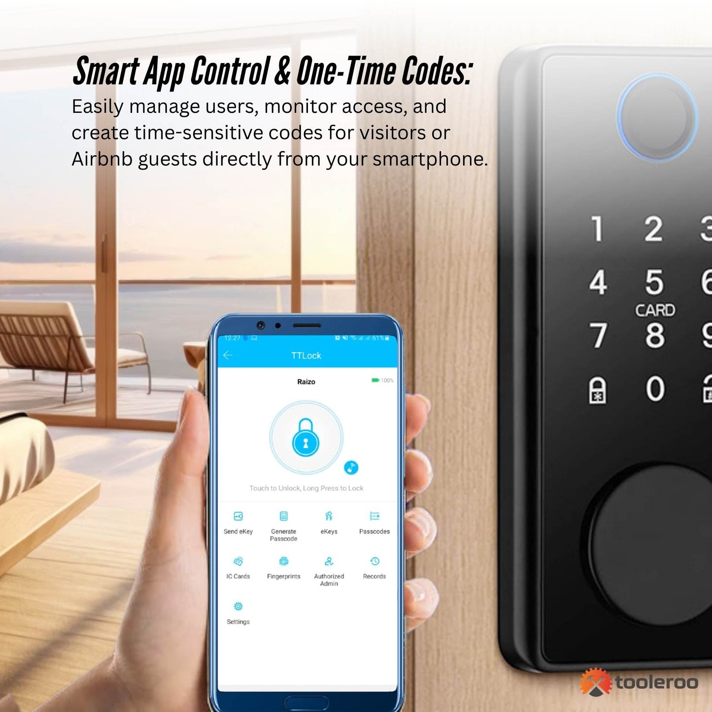 Tooleroo Digital Smart Door Lock Keypad - 5-in-1 Home Entry Security System
