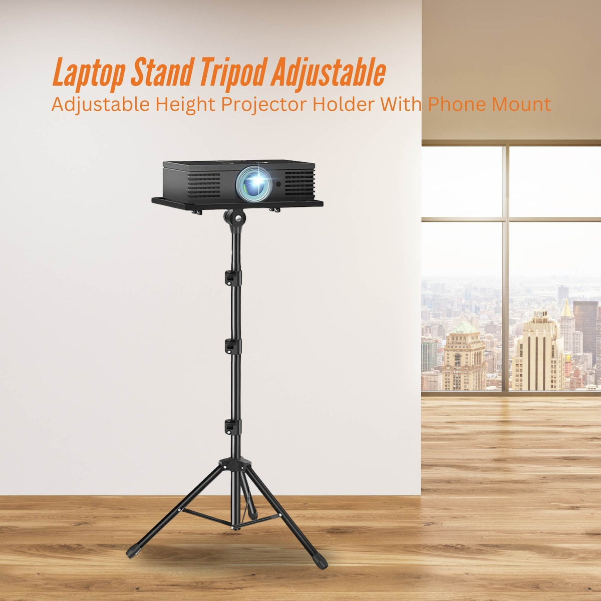 Tooleroo Laptop Stand Tripod - Adjustable Projector Holder With Phone Mount