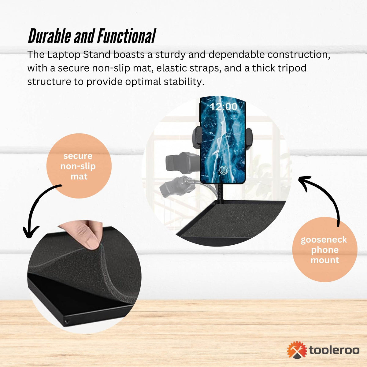 Tooleroo Laptop Stand Tripod - Adjustable Projector Holder With Phone Mount