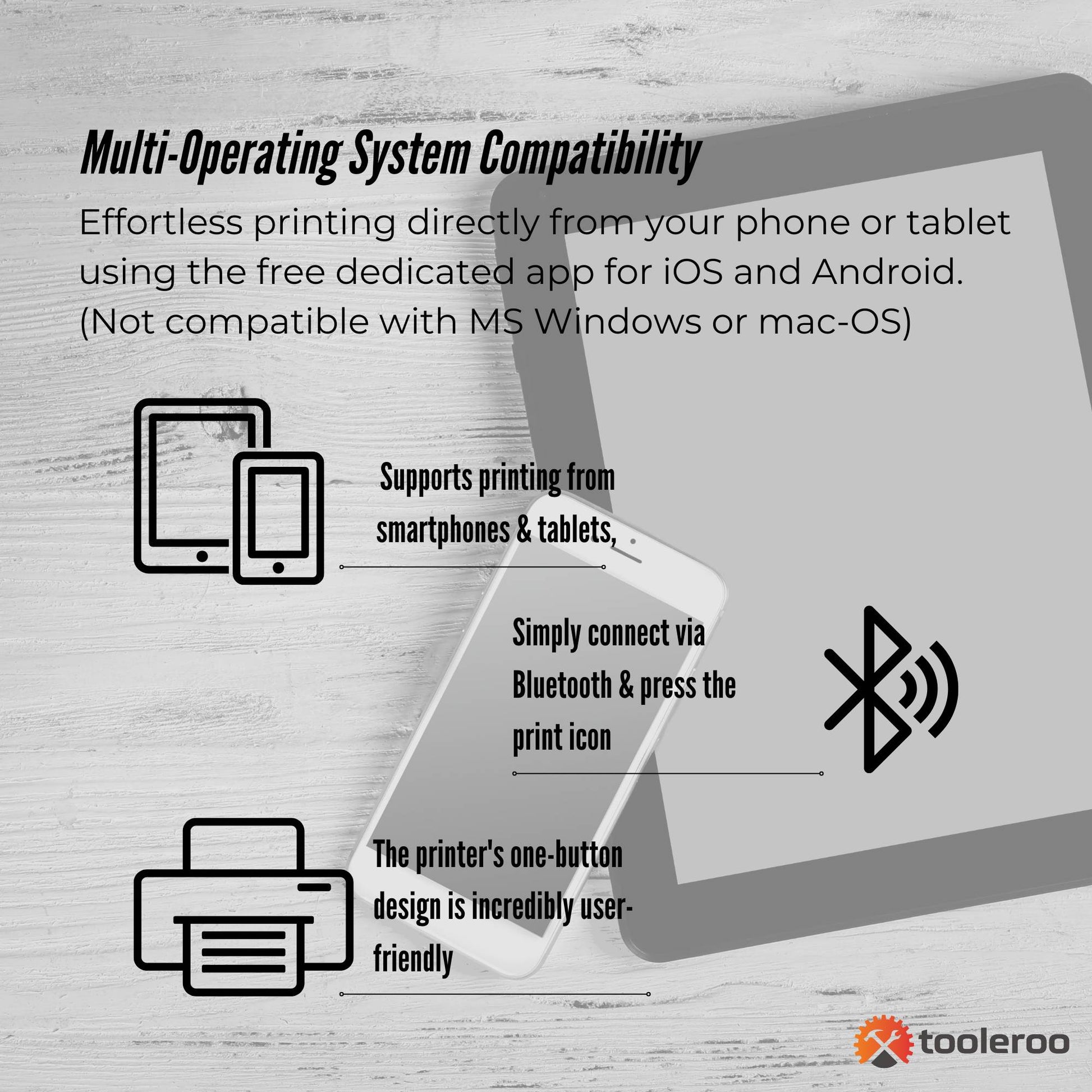 Tooleroo Portable A4 Thermal Printer White + Tattoo Stencil Paper Kit - Wireless