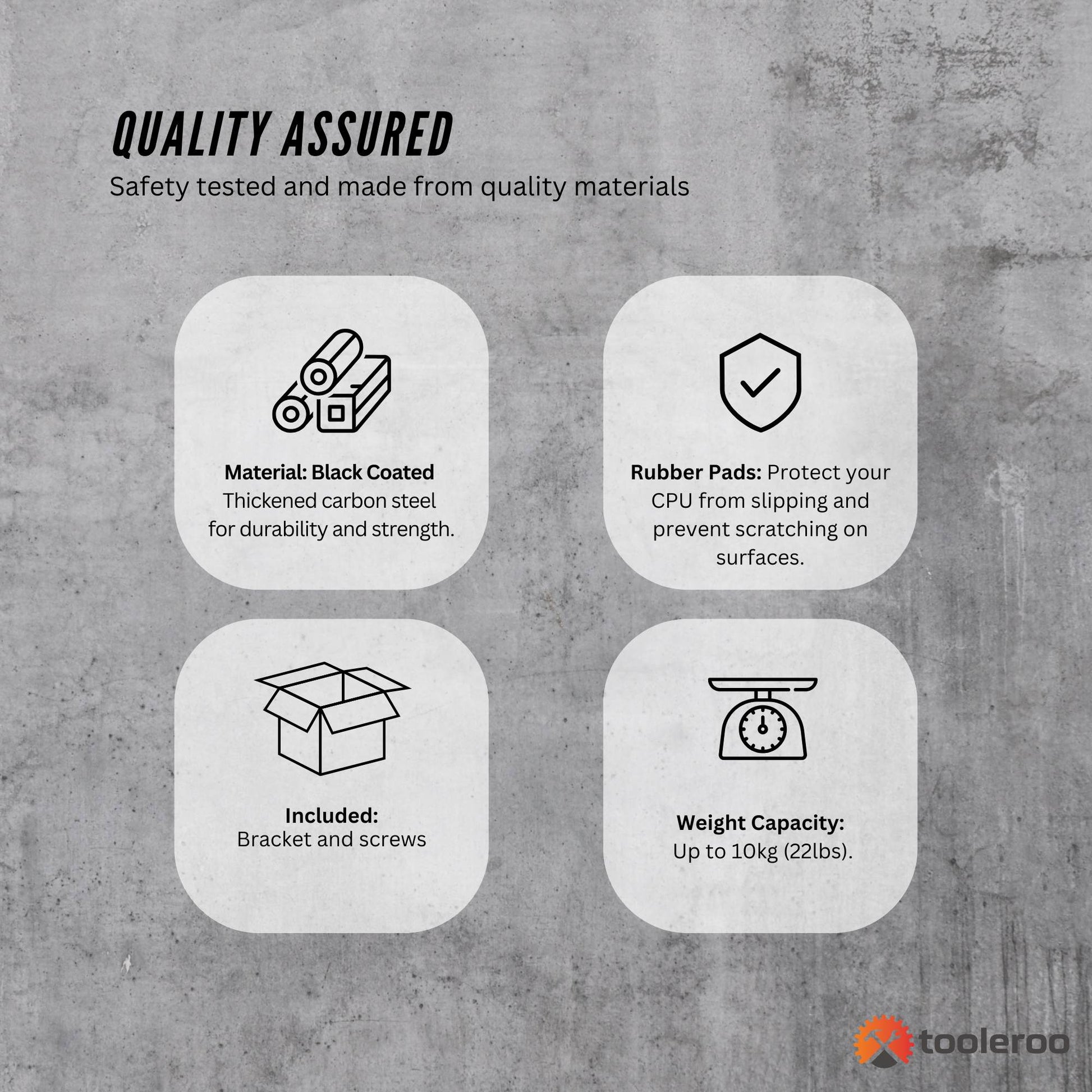 Tooleroo Under Desk CPU Holder PC Mount - Adjustable 360 Degree Rotation Rack