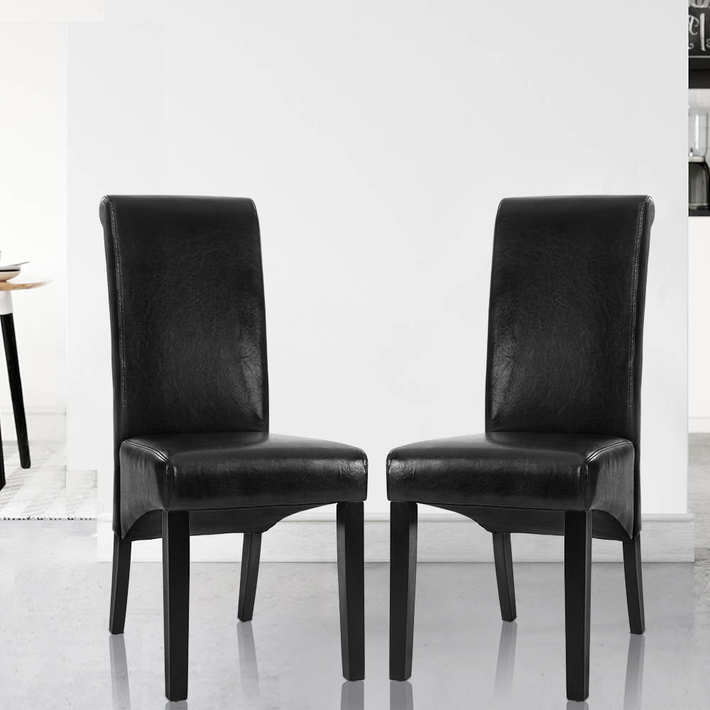 Artiss Dining Chairs Set of 2 Leather Parsons Chair Black