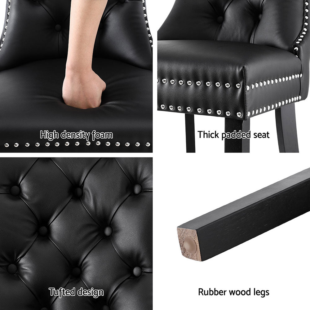 1 Set of 4 Artiss Dining Chairs Black Leather