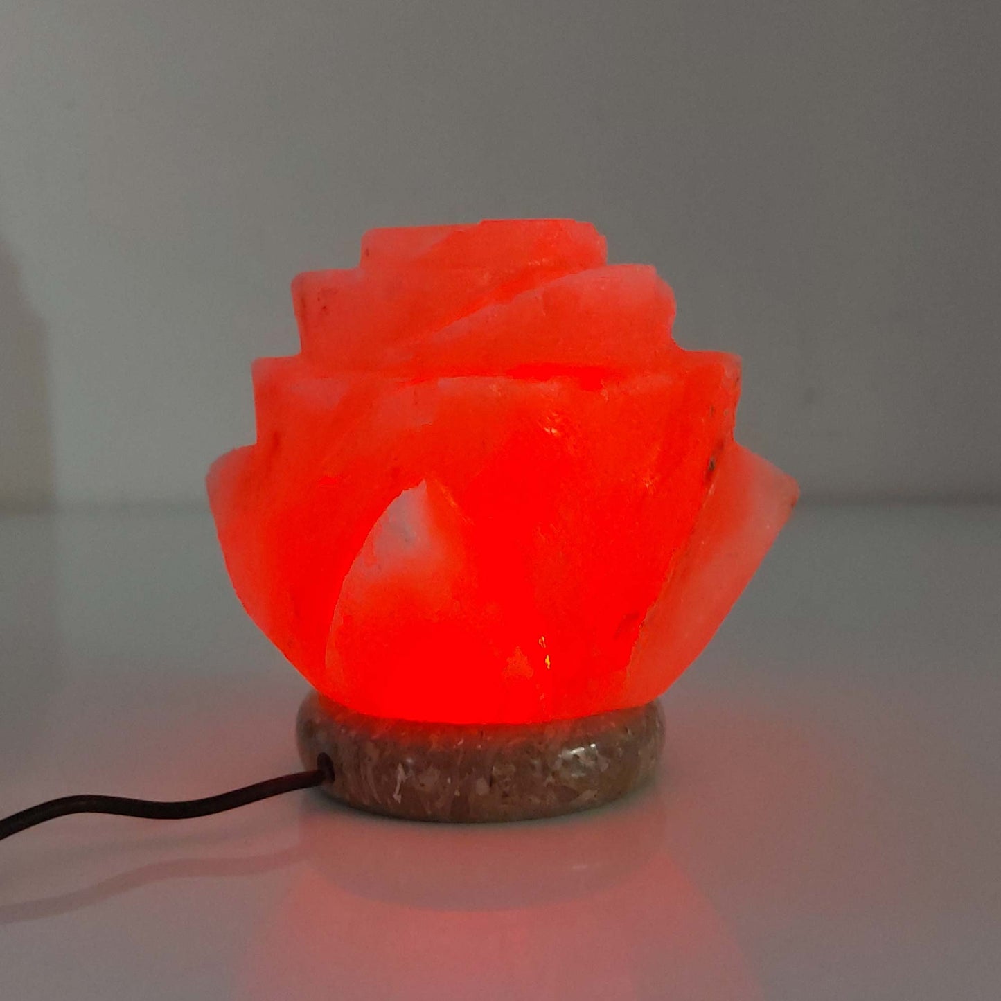 USB Colour Changing Salt Himalayan Lamp - Flower Shape Pink Rock LED Light