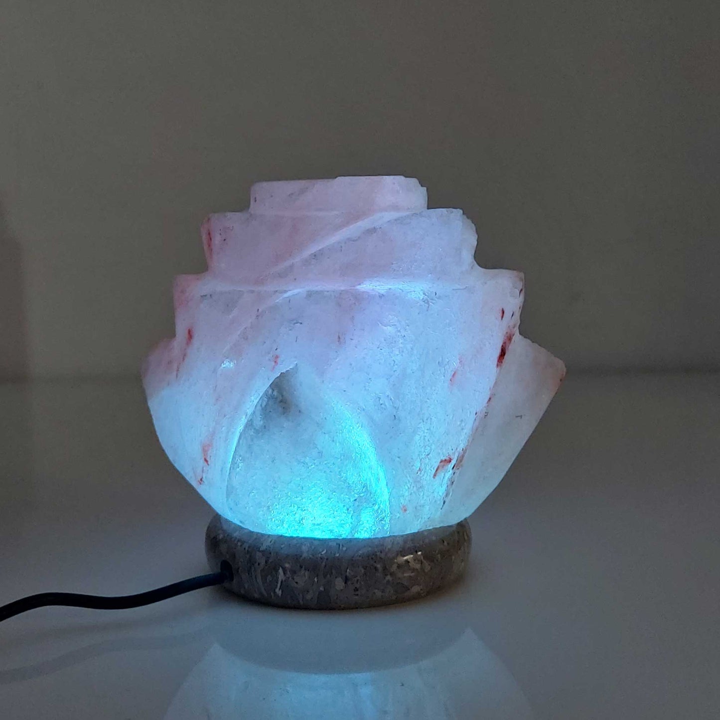 USB Colour Changing Salt Himalayan Lamp - Flower Shape Pink Rock LED Light