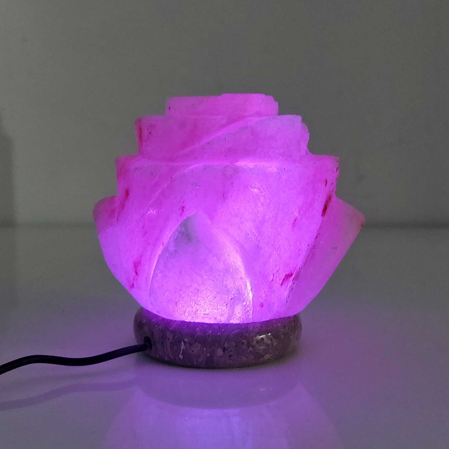 USB Colour Changing Salt Himalayan Lamp - Flower Shape Pink Rock LED Light