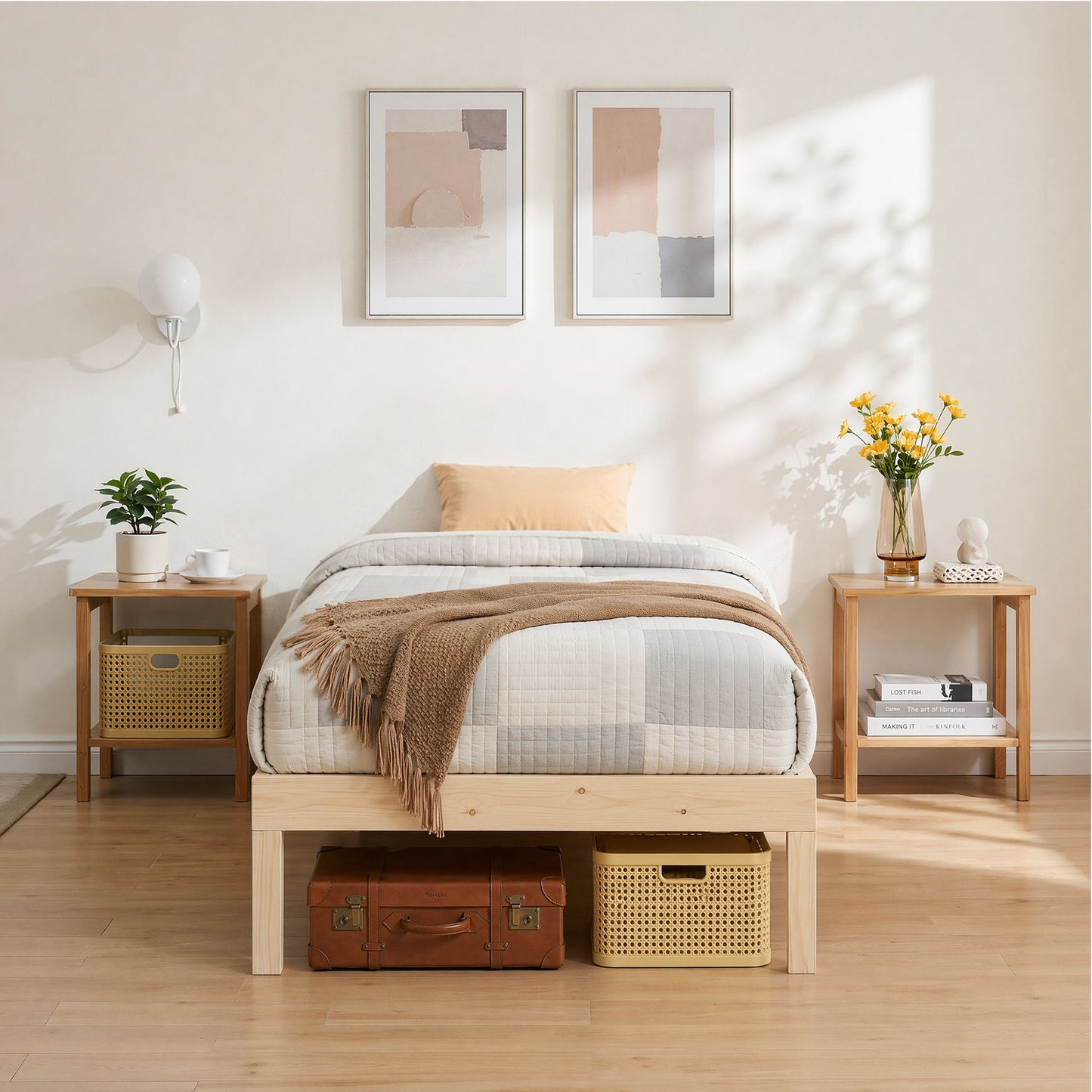 Artiss Bed Frame Single Size Wooden Base Mattress Platform Timber Pine BRUNO