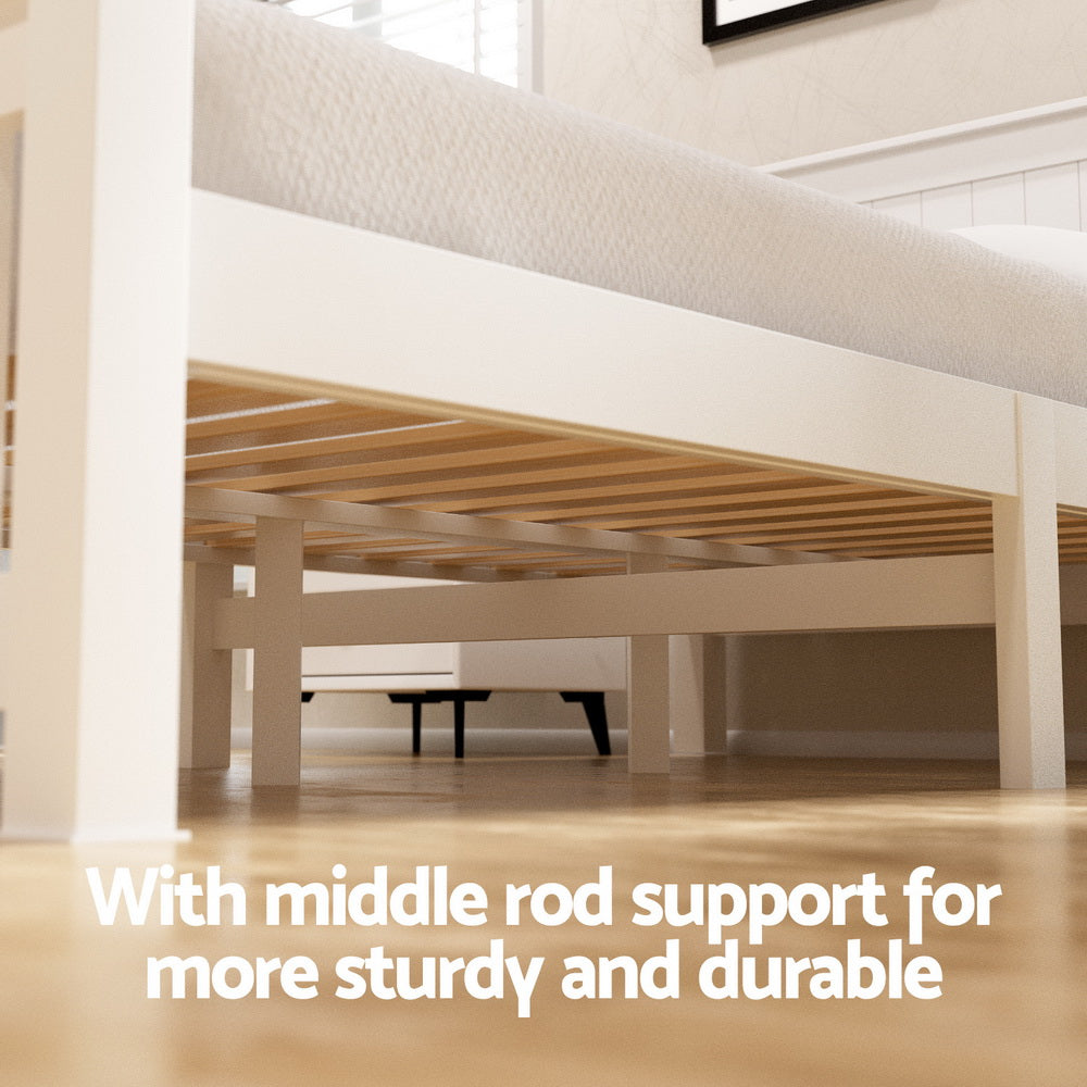 Artiss Bed Frame Double Size Wooden Platform with 2 Storage Drawers White RIO