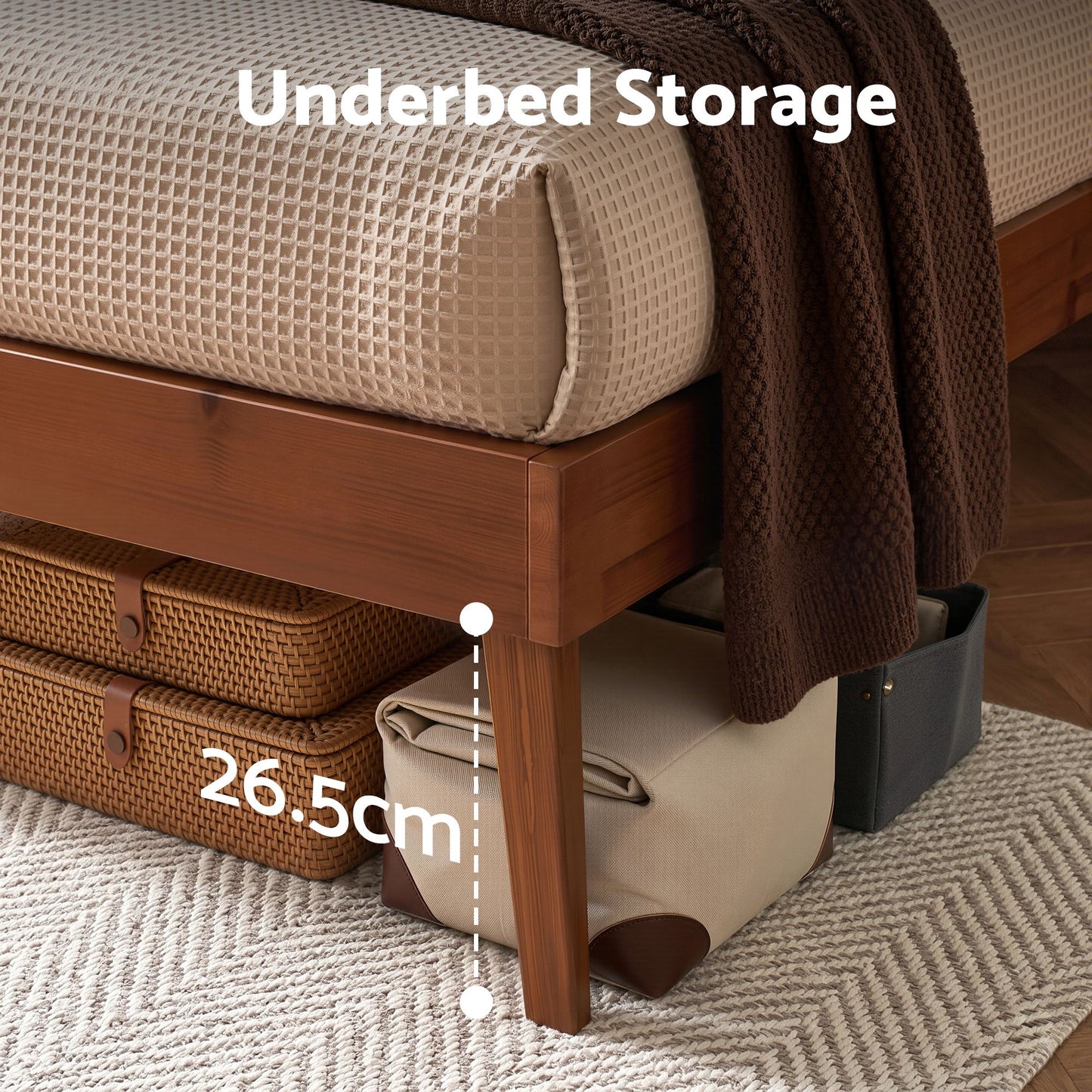 Artiss Bed Frame Single Size Wooden Bed Base Walnut SPLAY