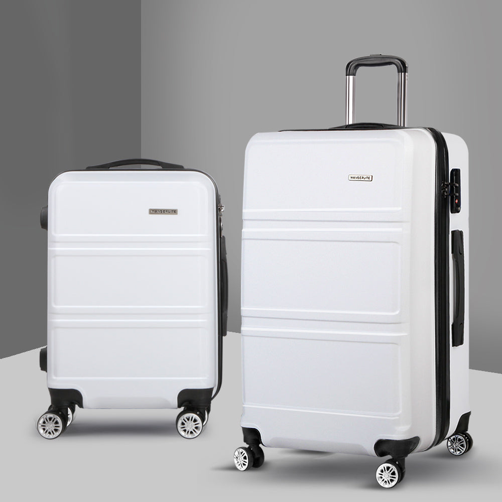Wanderlite 20" 28" Luggage with TSA Lock Spinner Travel Suitcase Carry On Hard Shell Luggage Case White