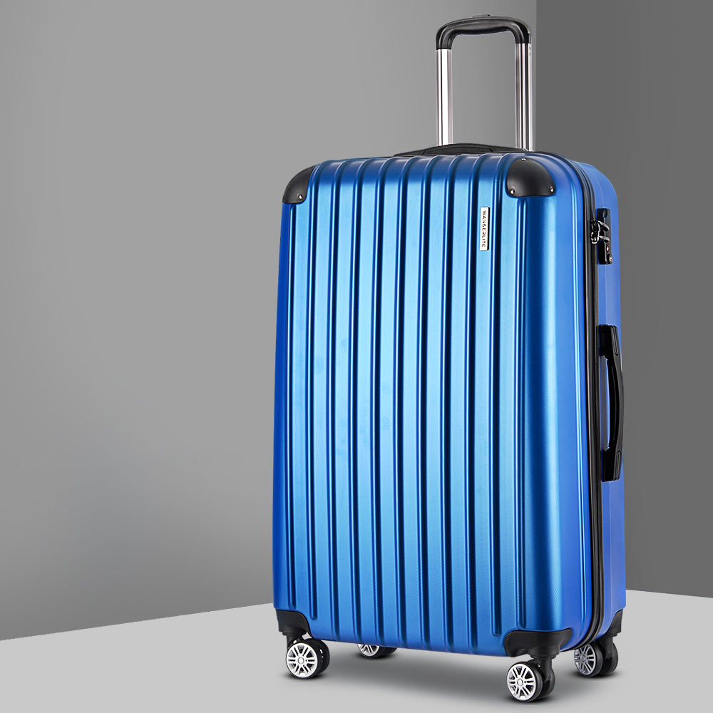 Wanderlite 28 Inch Luggage with TSA Lock Spinner Carry On Hard Shell Travel Suitcase Luggage Case Blue