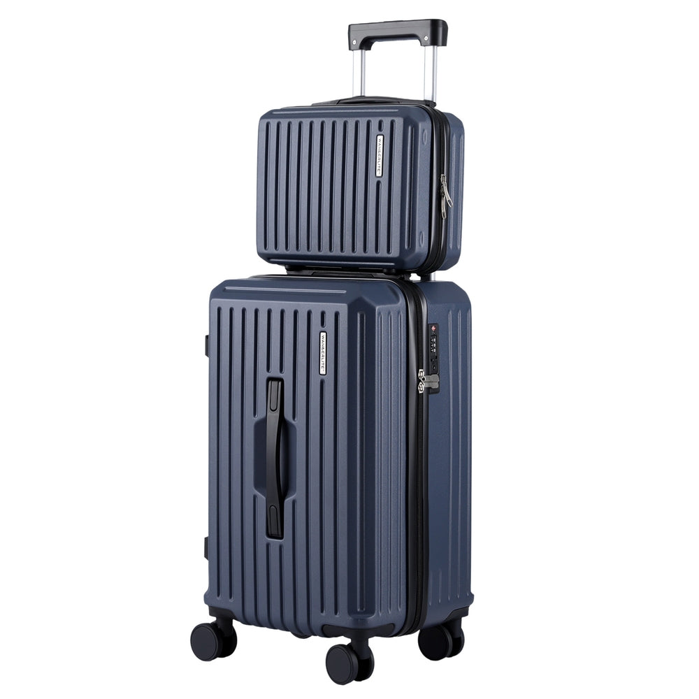 Wanderlite 2pcs Trunk Luggage Suitcase Travel Carry On TSA Lock 12" 20" Navy