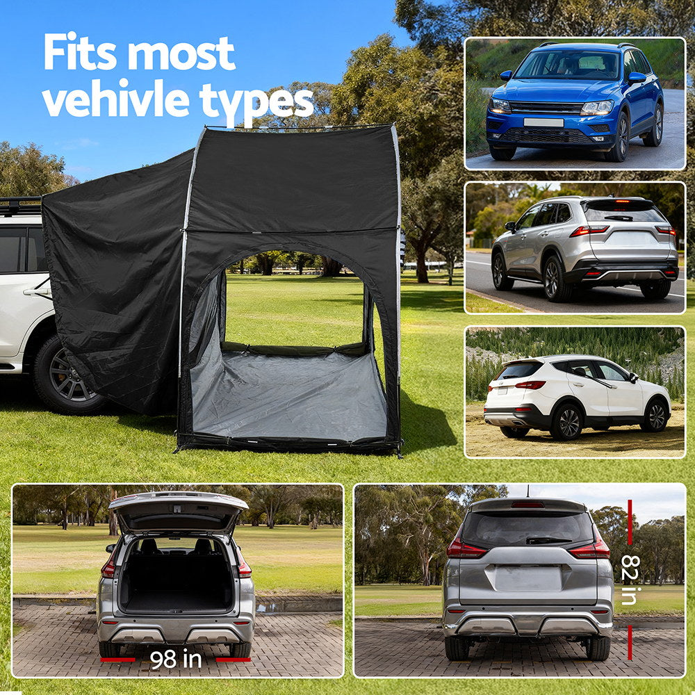 Weisshorn Camping Tent Car SUV Rear Hatchback Tents Canopy Portable Outdoor Family Black
